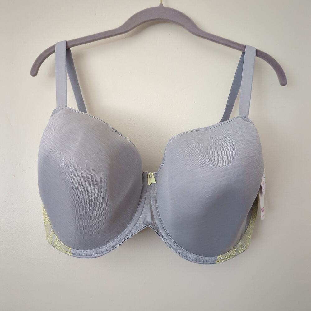 NWT Freya Chi Idol Balcony Bra 38I gray yellow lace